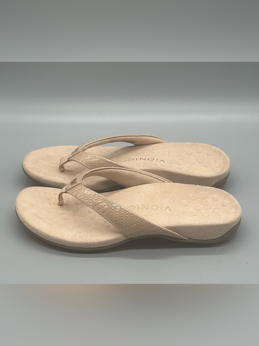 Vionic Tide II Beige Tan Thong Sandals Women Sz 7 Orig $100